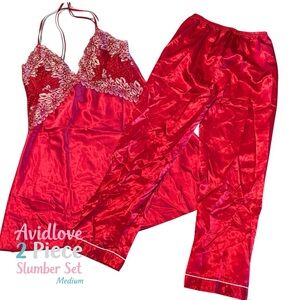 👛 (ANY 2/$15) AVIDLOVE Red 2 Piece Polyester Sleep Set